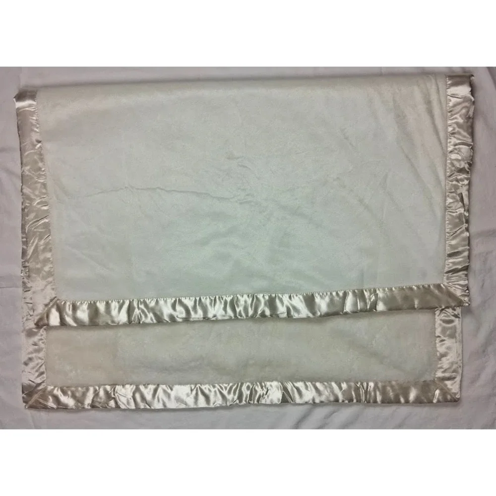 Cloud Island Solid Beige Cream Plush Baby Blanket Satin Trim Thick Unisex Target